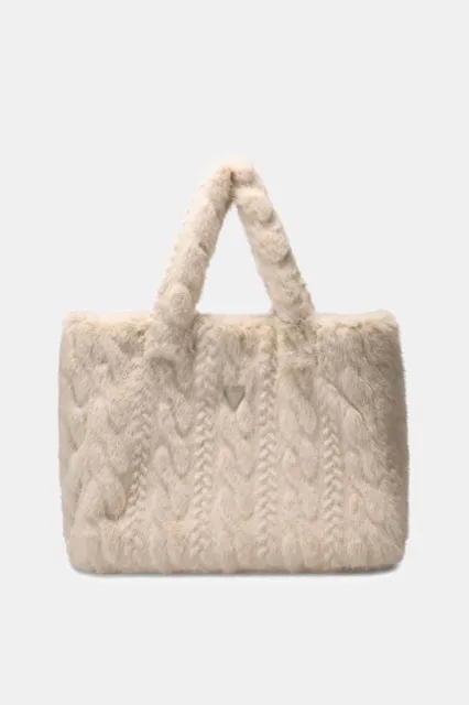 Faux fur braided bag